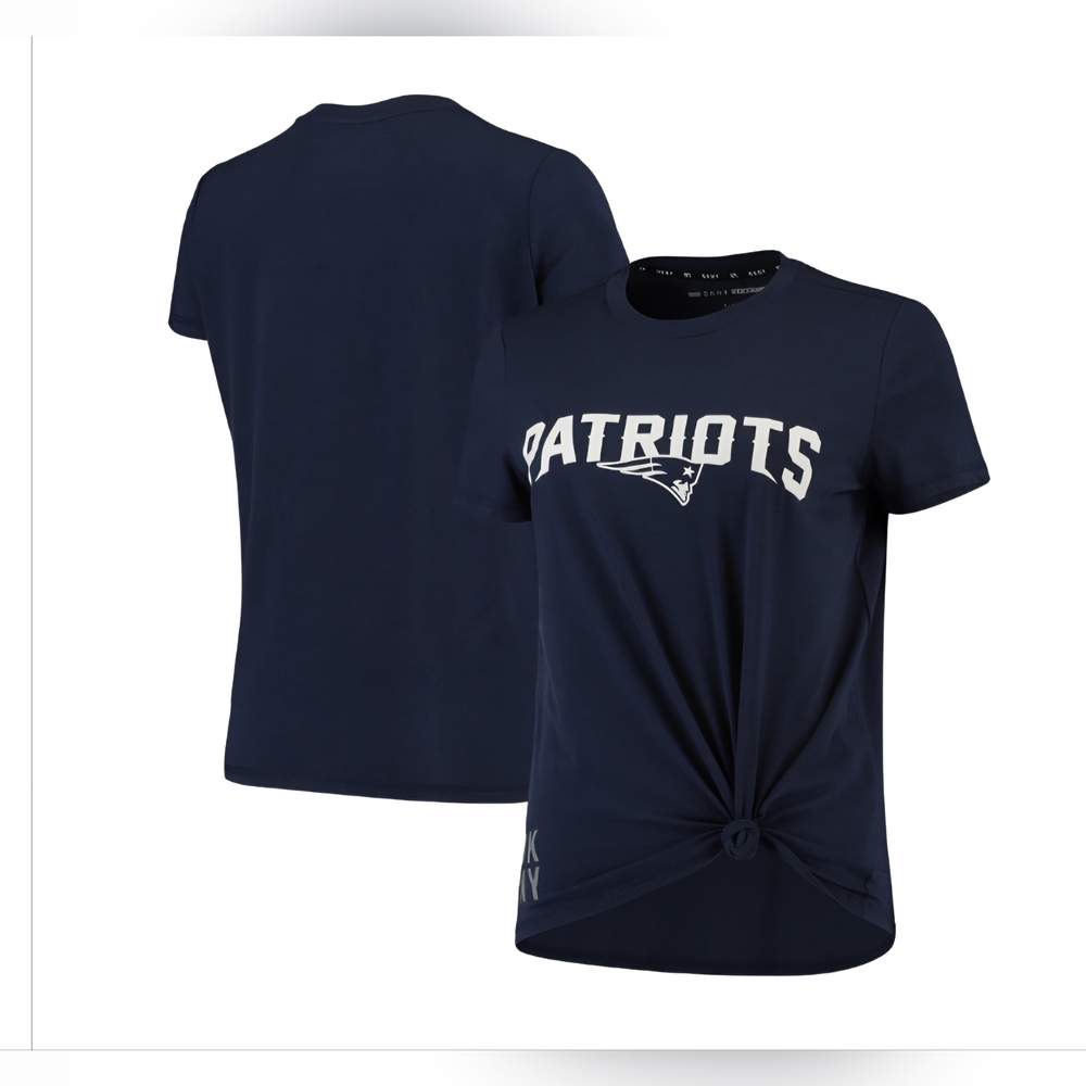 Women's New England Patriots DKNY Sport Navy Players Side- Tie T-Shirt XL